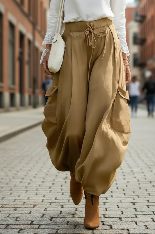 Women's Drawstring Pocket Casual Loose-fitting Trousers