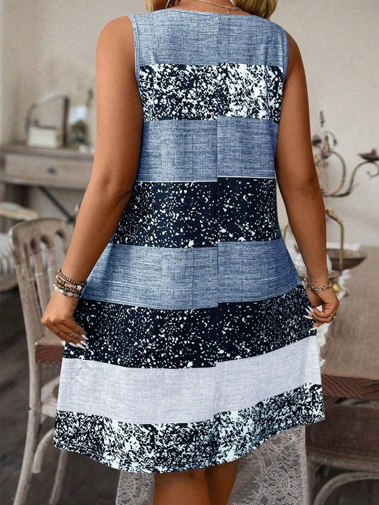 Plus Size Striped Tank Top & Skirt Set CJ US