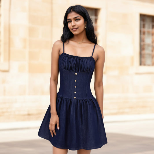 Sleeveless one-piece collar camisole dress