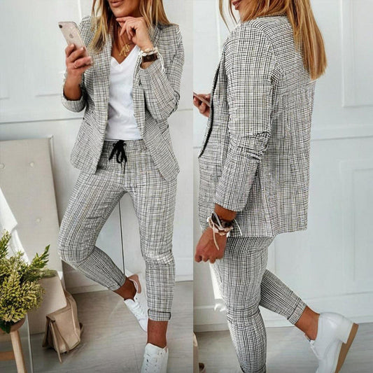 Women’s Plaid Two‑Piece Suit Set CJ US