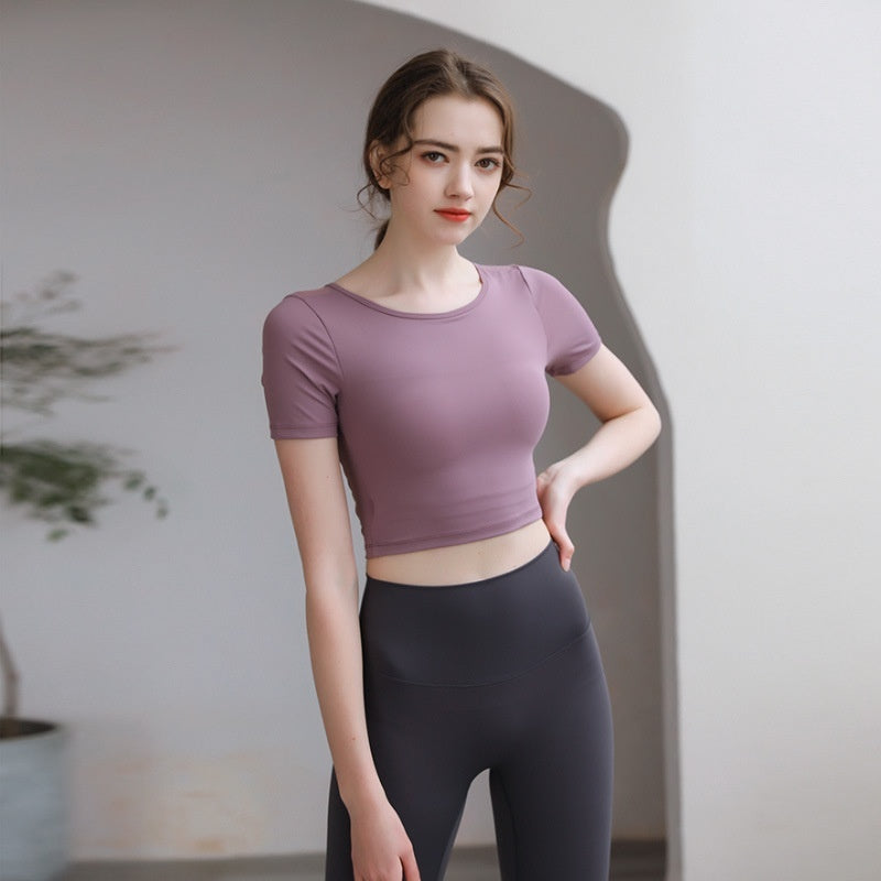 Tight Fit Yoga Top With Chest Pad Beauty Back Breathable - FitiqueFit