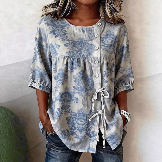 Women's Casual And Versatile Floral 3D Printed Top