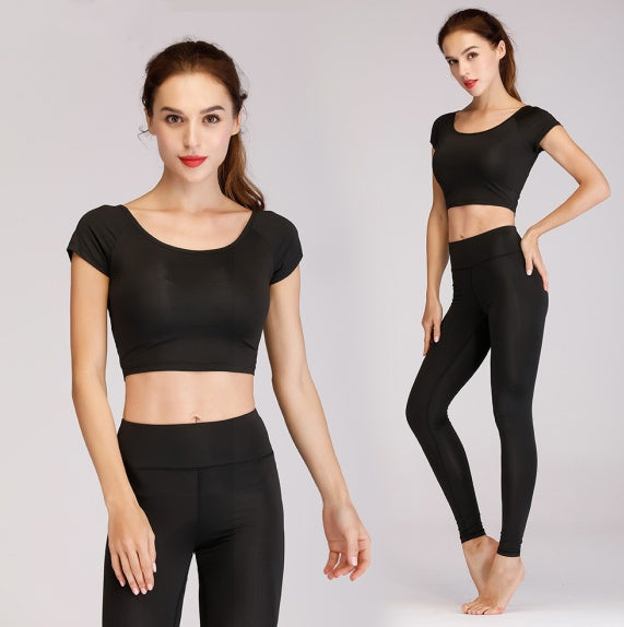 Printed navel short-sleeved quick-drying dance dress FitiqueFit