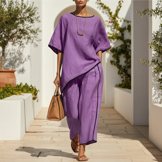 Casual Resort-Style Fashionable Loose Two-Piece Set For Women