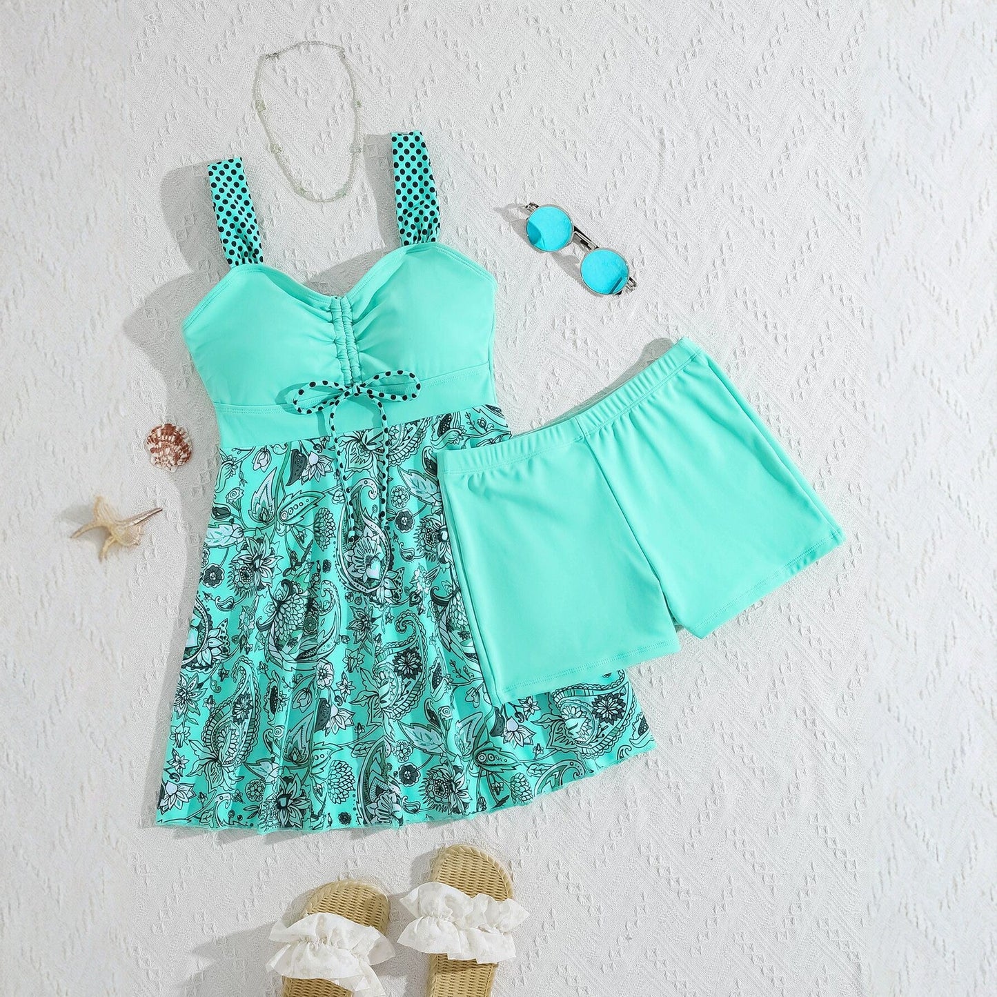 European And American-style Printed Dress-style Swimsuit For Women