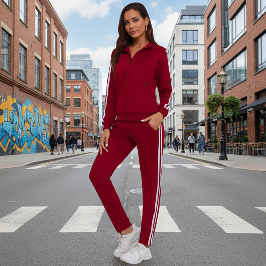 Women's Fashionable Printed Sports Long-Sleeve Hoodie Set