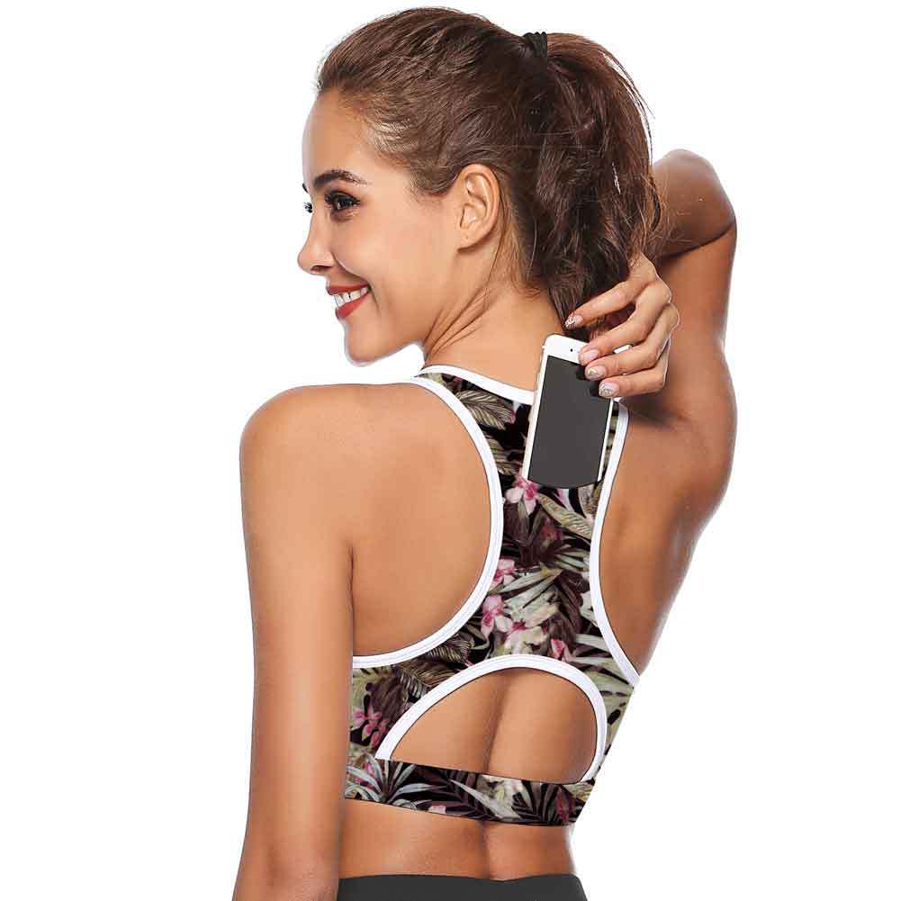 Women’s Pocket Sports Bra – Supportive Workout Bra with Phone Pocket CJ
