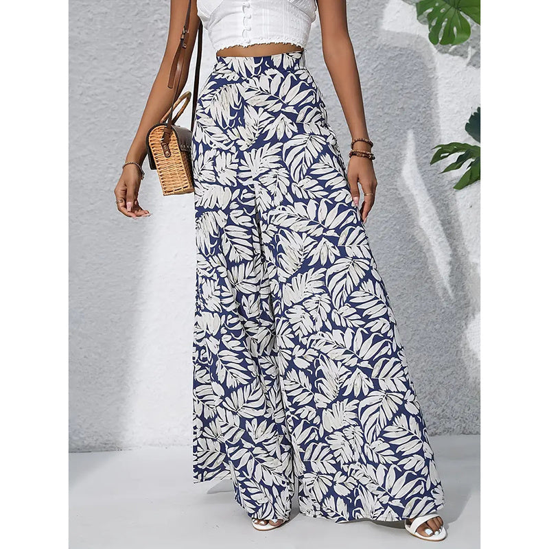 Women’s Printed High‑Waist Wide‑Leg Palazzo Pants CJ US