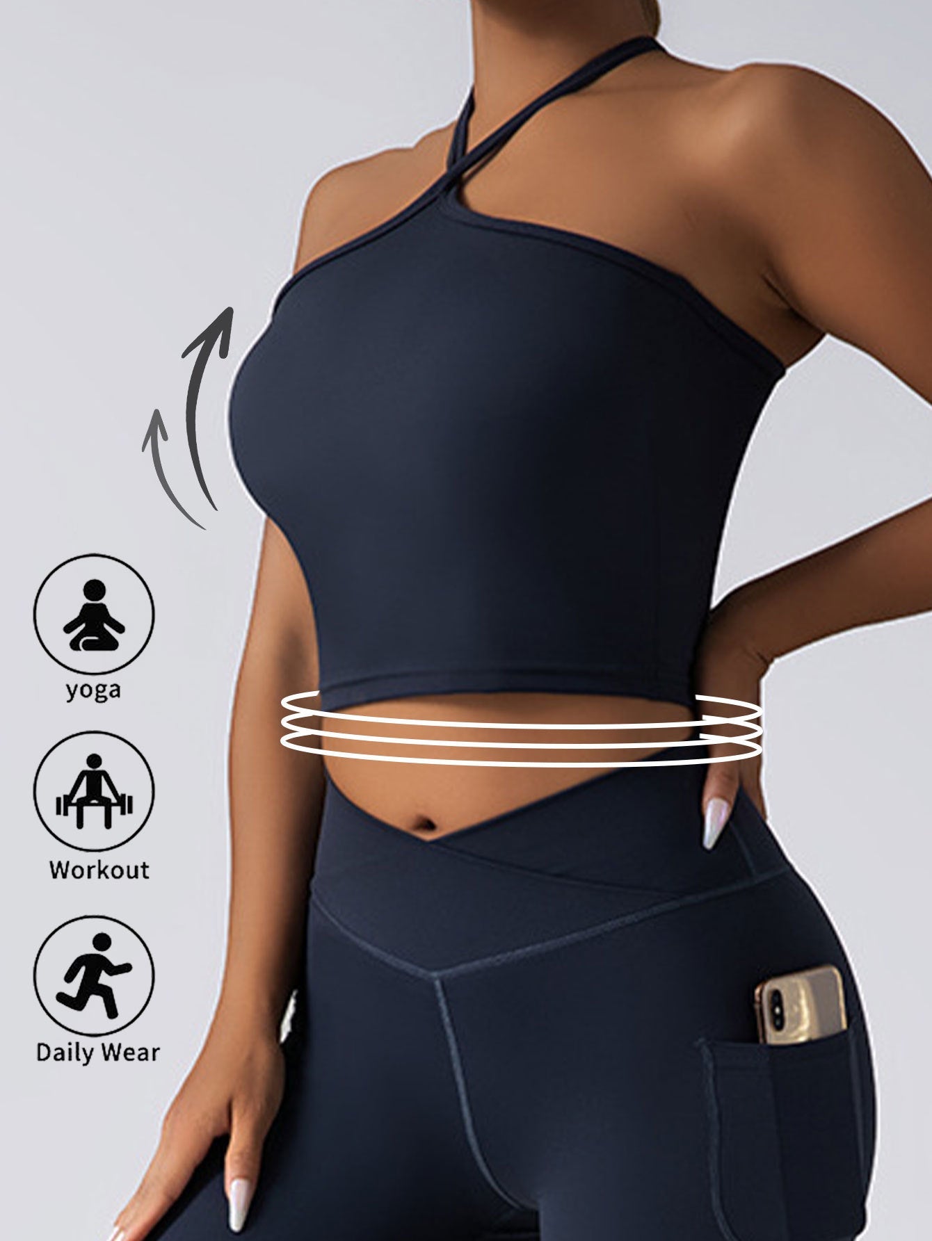 Padded Crop Top Push Up Sports Bra – Seamless Supportive Gym Tank for Women FitiqueFit