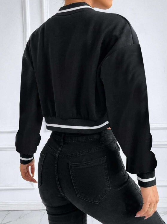 Women's Printed Baseball Collar Jacket – Casual Streetwear FitiqueFit