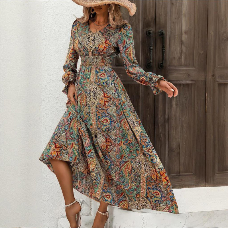 Retro Geometric Print Maxi Dress CJ US