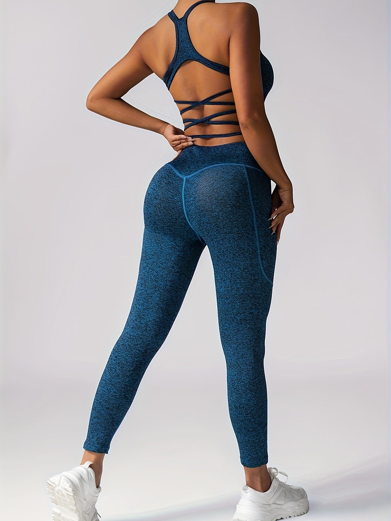 Women's Yoga Fitness Sports Pocket Set, 2 Piece Workout Set For Women Outfit Gym High Waist Leggings With Sport Bra CJ US