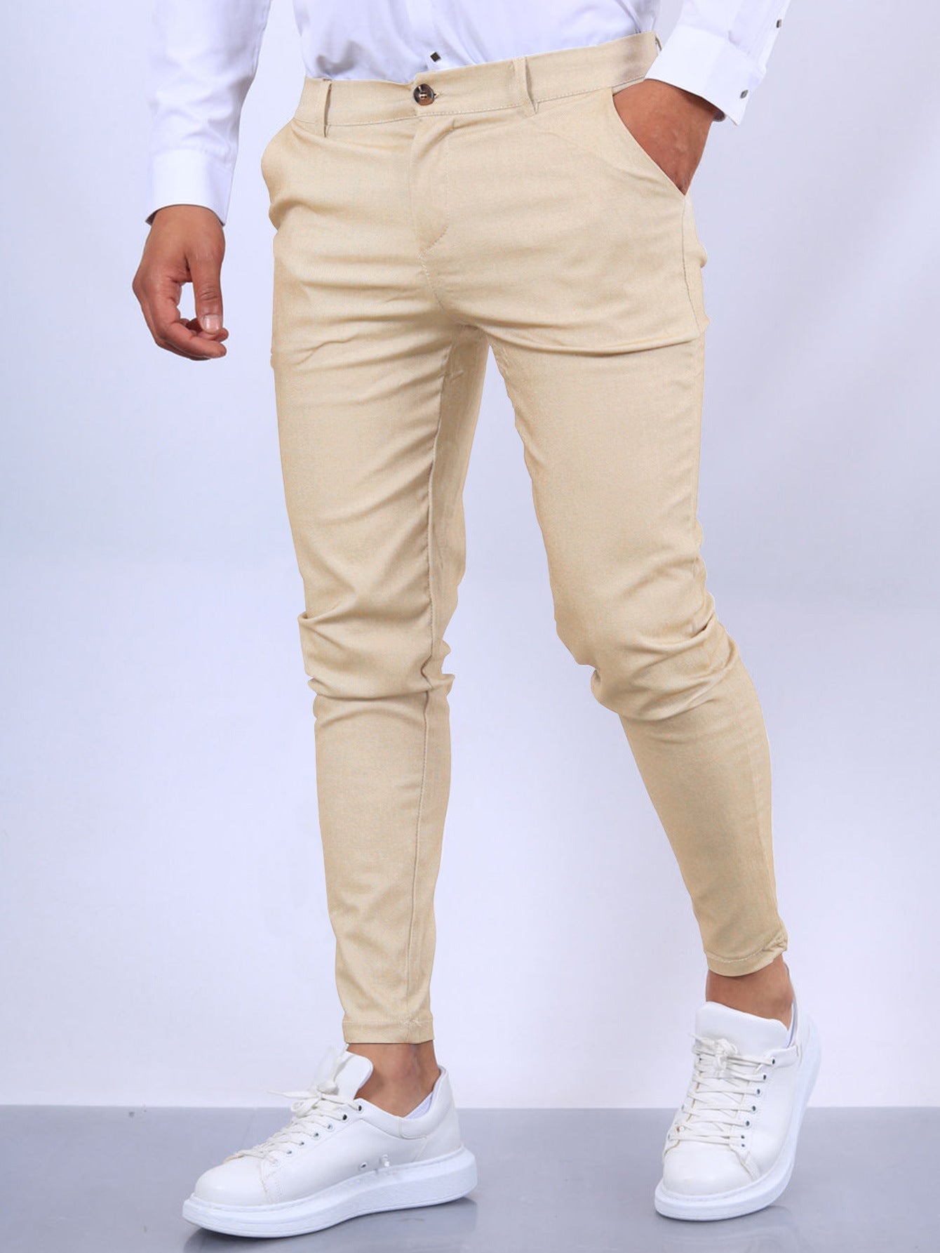 👔 Men's Slim Fit Button Trousers – Versatile Office & Casual Wear FitiqueFit