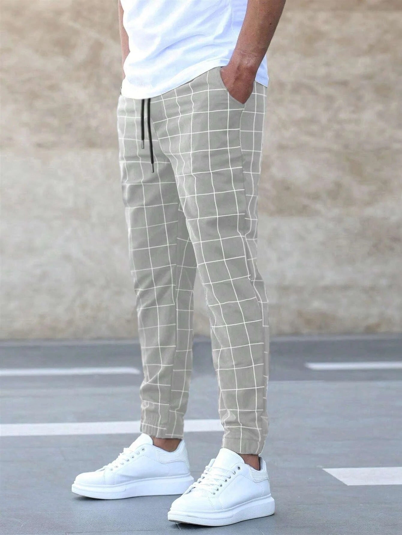 🧵 Men's Fashion Plaid Print Drawstring Trousers FitiqueFit