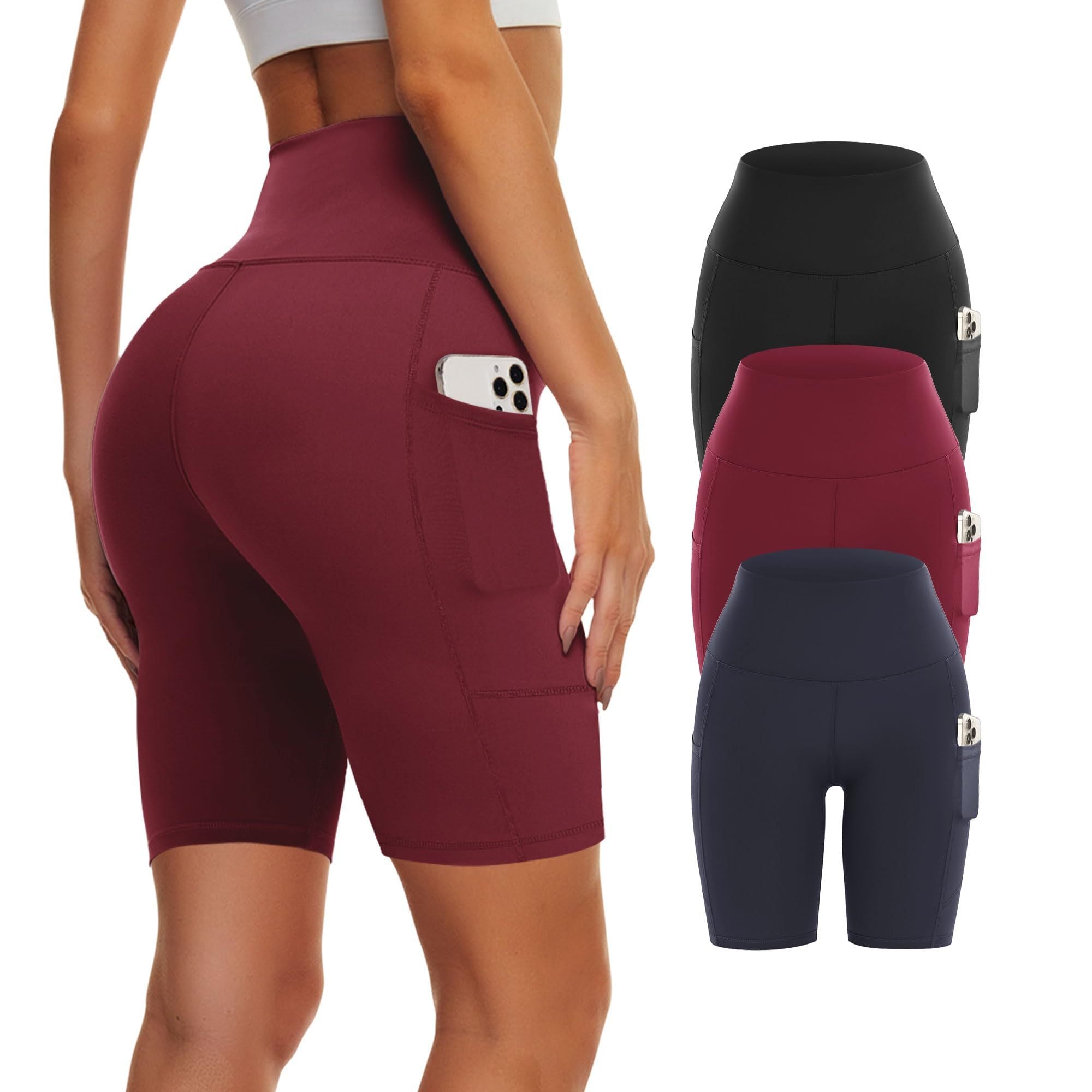 3-Pack High-Waisted Biker Yoga Shorts CJ US