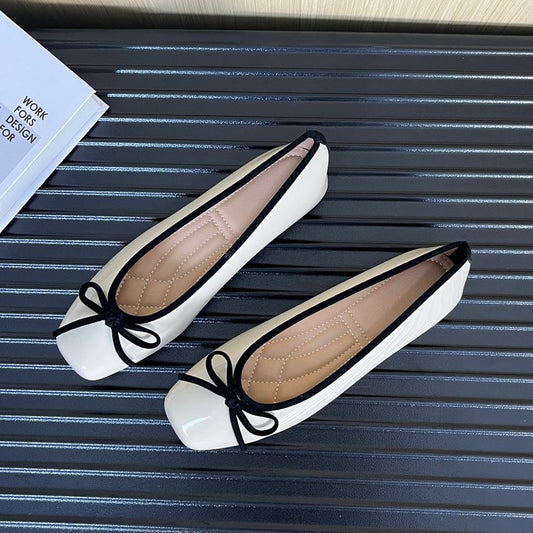 2026 New Spring Summer Women's Square Toe Flats, Korean Style Slip-On Shoes, Soft Sole, Plus Size, Casual All-Match Fashion