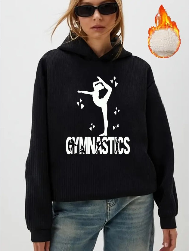 Women’s Gymnastics Print Hoodie – Casual Fall Winter Sweatshirt CJ US