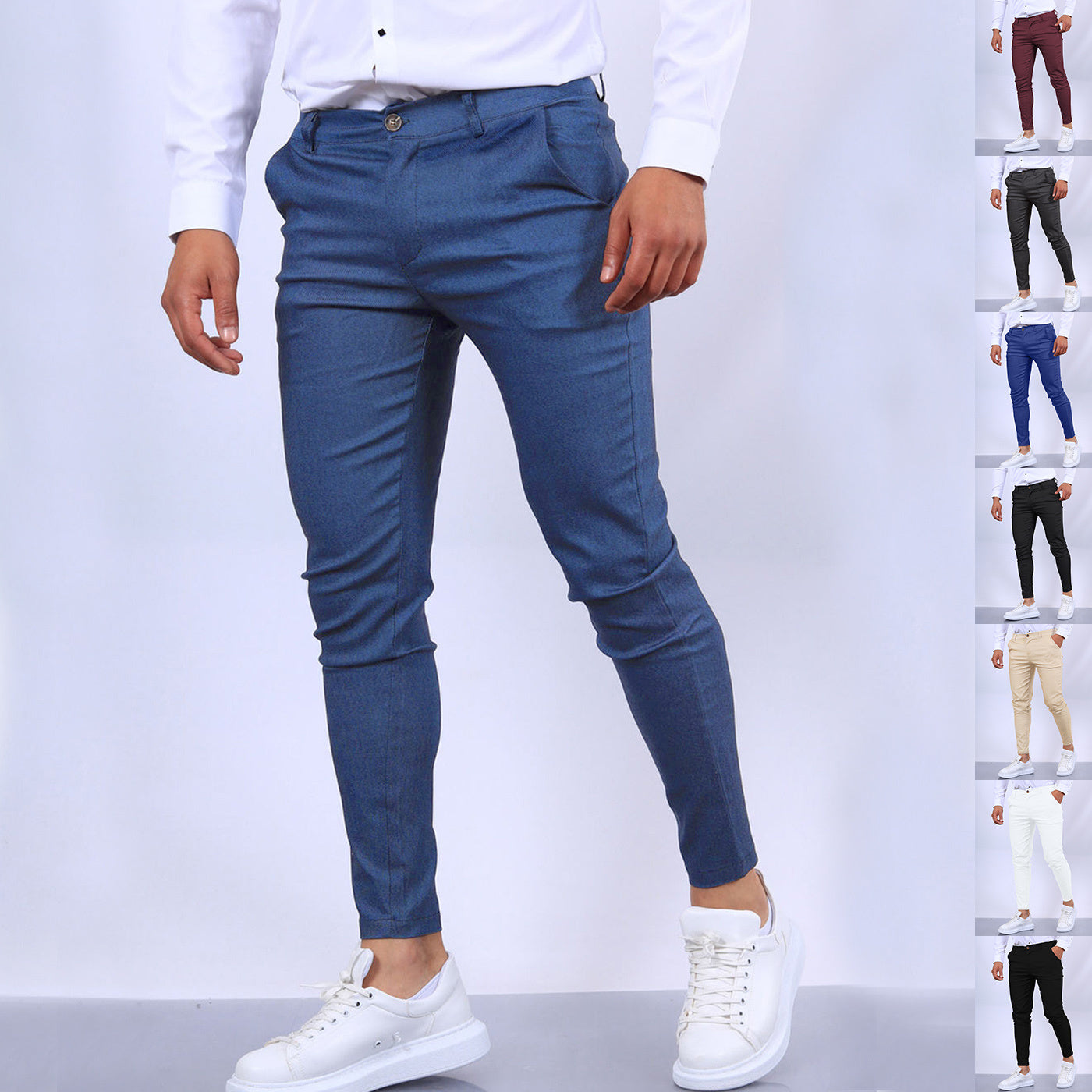 👔 Men's Slim Fit Button Trousers – Versatile Office & Casual Wear FitiqueFit