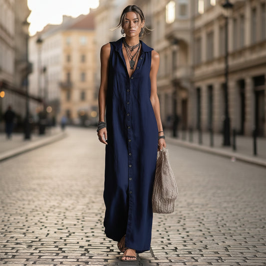 Sleeveless hooded breasted dress