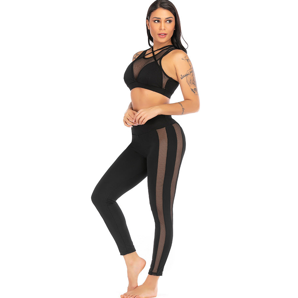🧘♀️ Mesh Cross-Strap Hollow Yoga Suit for Women FitiqueFit