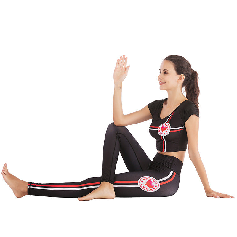 Printed navel short-sleeved quick-drying dance dress FitiqueFit