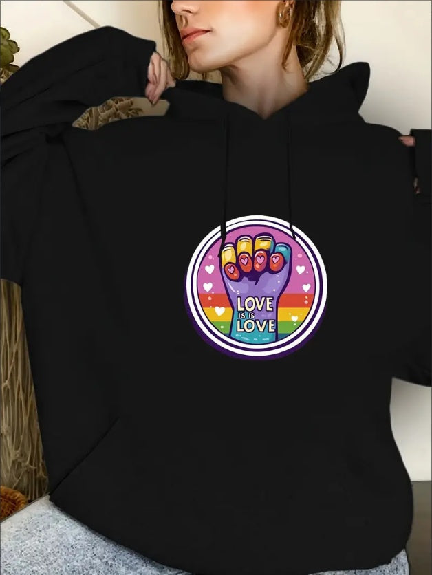 Women's Casual Printed Hoodie, Sweatshirt, Fashionable Drawstring Pullover, Suitable For All Seasons, Simple Design, Hooded Top, Christmas, Valentine's Day, New Year Gift CJ US