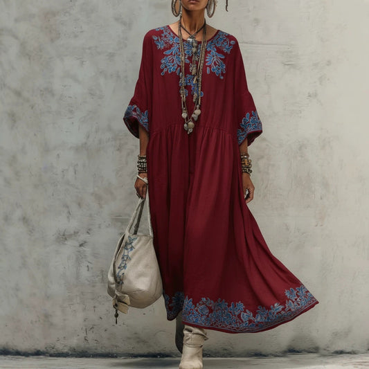 Elegant High-end Round-neck Printed Dress