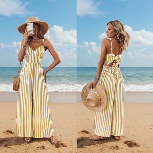 Loose-fitting Sleeveless Backless Jumpsuit For Women
