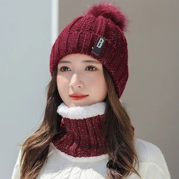 Winter Beanie Hat Scarf Set Women Warm Knitting Skull Cap CJ US