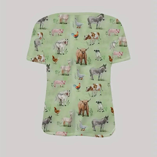 Round Neck All-Over Animal Print Short Sleeve Tee CJ US