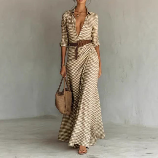 Solid-color Irregularly Pleated Dress With A Belt