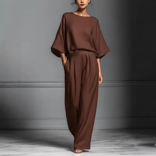 Womens Fashionable And Elegant Flared-Sleeve Linen Suit