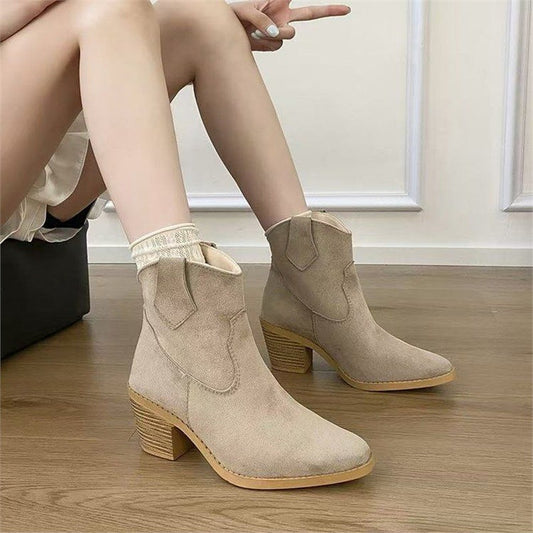 Women’s Retro Sock Cuff Booties – Stylish Ankle Boots with Stretch Cuff - FitiqueFit