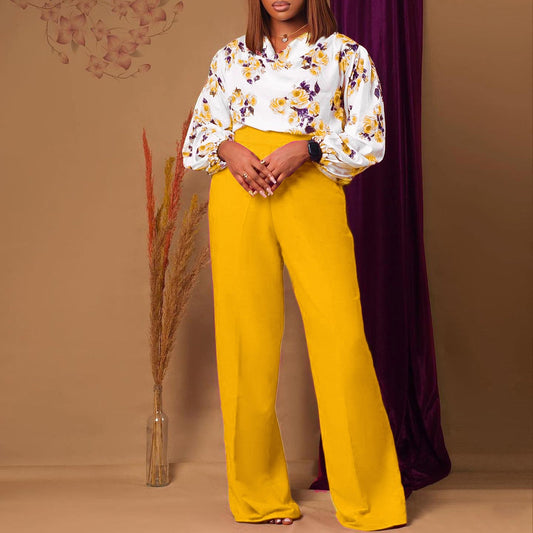 Women's Fashionable Printed Lace-Up Casual Set