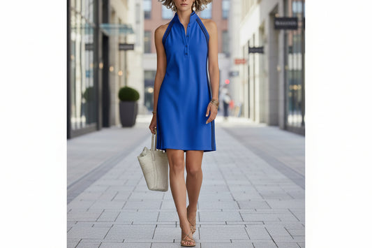 Solid-color Sleeveless Button-up Collar Dress