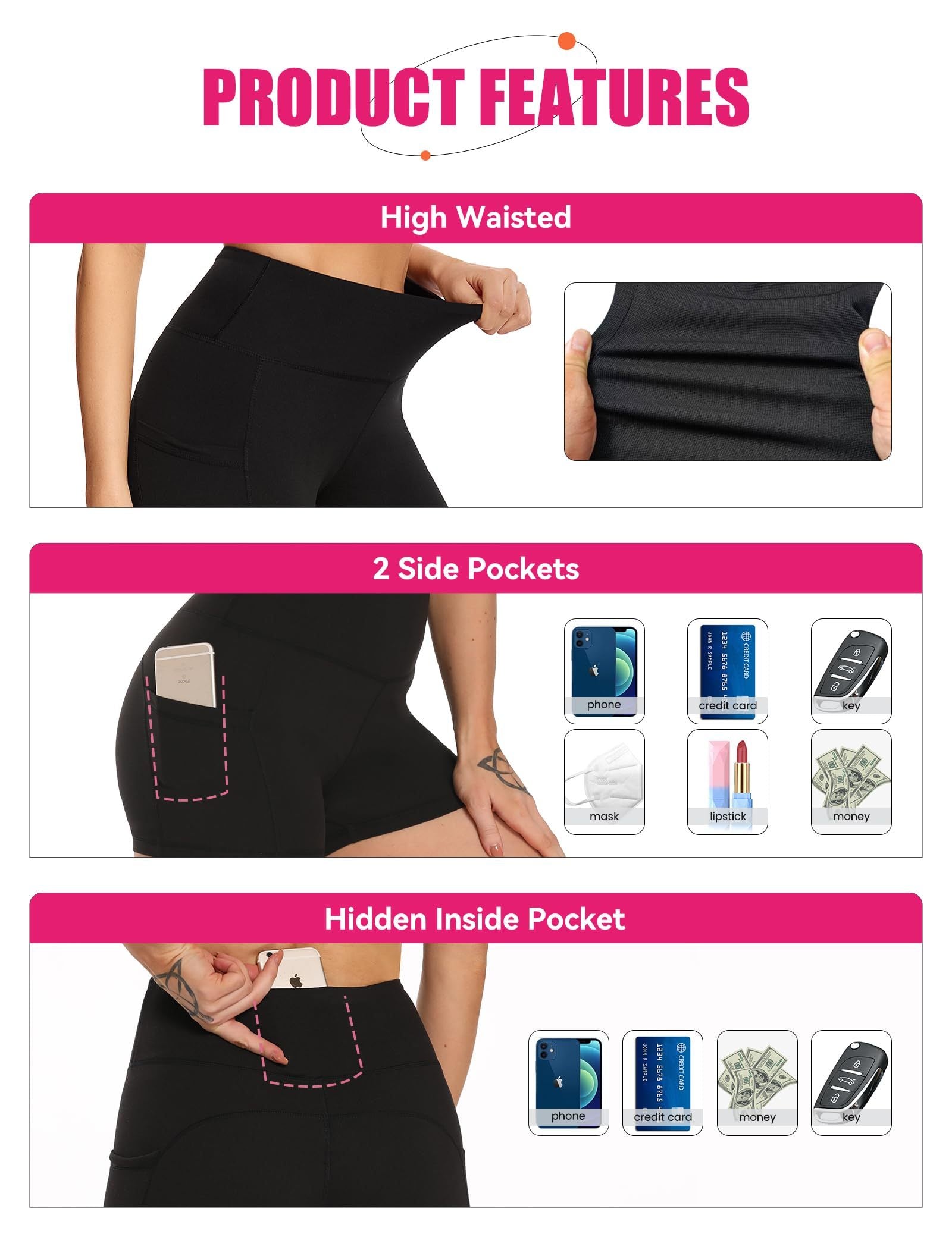 High Waisted Yoga Leggings 3 Pack – Tie-Dye Starry Sky Workout Pants CJ