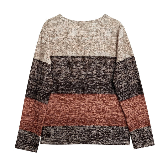 Women's Pullover Color Block Casual Long Sleeved T-shirt CJ US