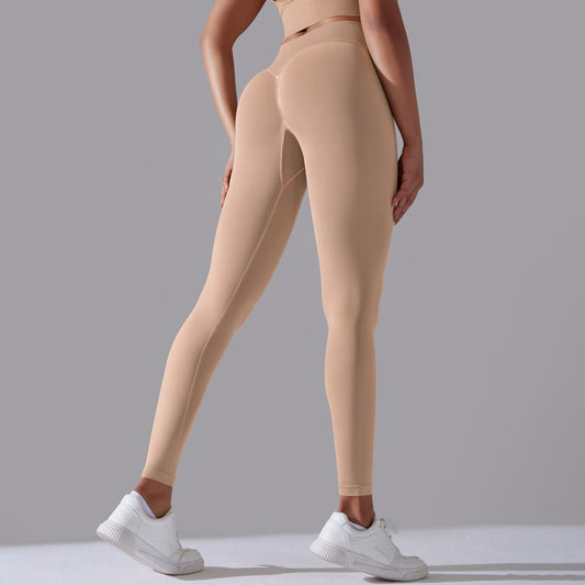 🍑 High-Waisted Peach Hips Nude Yoga Pants