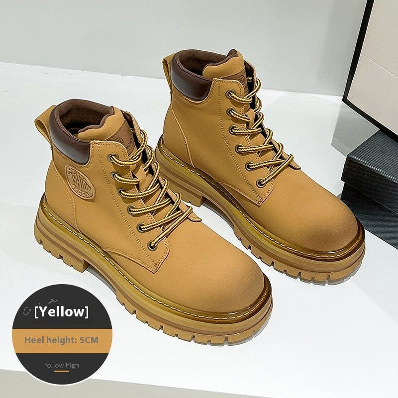 Women’s Genuine Leather Martin Boots – Thick Bottom Elevator Style CJ