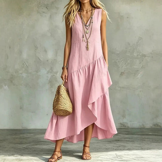 Women's Casual Solid-Color Loose Sleeveless Dress
