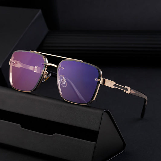 New Retro Sunglasses for Men, Square Frame, Stylish Sun Protection Glasses, High-End Men's Sunglasses