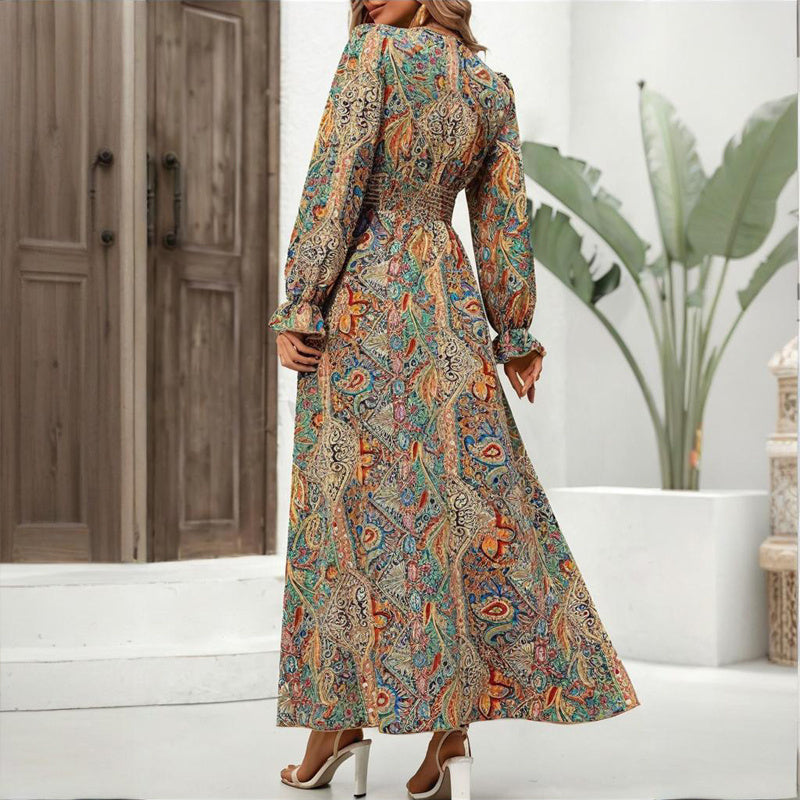 Retro Geometric Print Maxi Dress CJ US