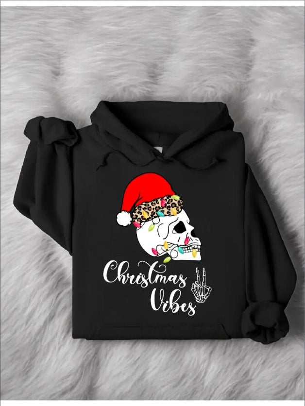 Skeleton Christmas Vibes Hoodie, Christmas Season Unisex Hoodie, Santa Claus Xmas Hoodie, Christmas Holiday Hoodie, Gift For Christmas CJ US