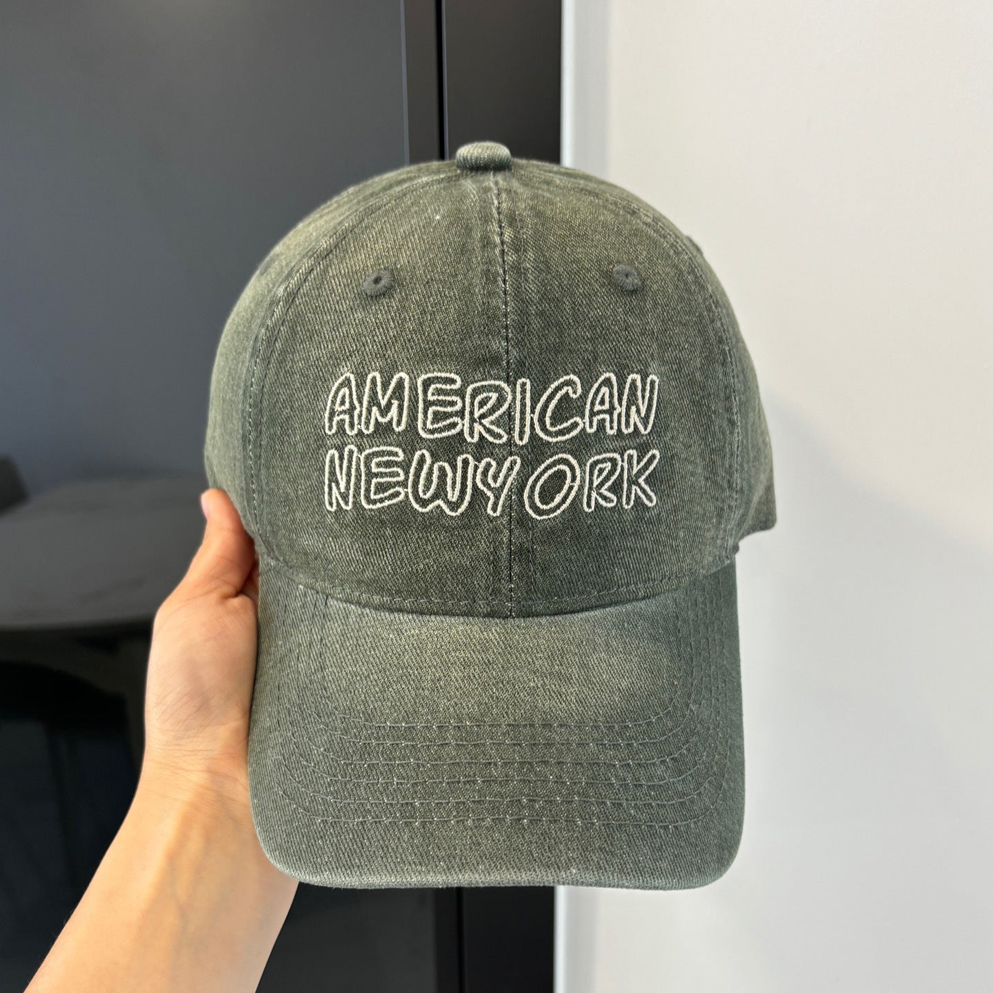 American Retro Washed Denim Peaked Cap Female Korean Style CJ