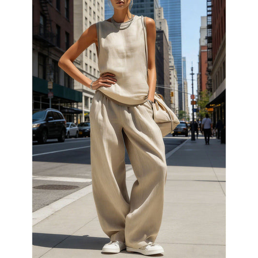 Womens Sleeveless Top And Pants Two-piece Set