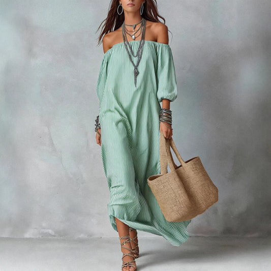 New SpringSummer Elegant Striped Loose-Fit Chic Holiday Dress For Women