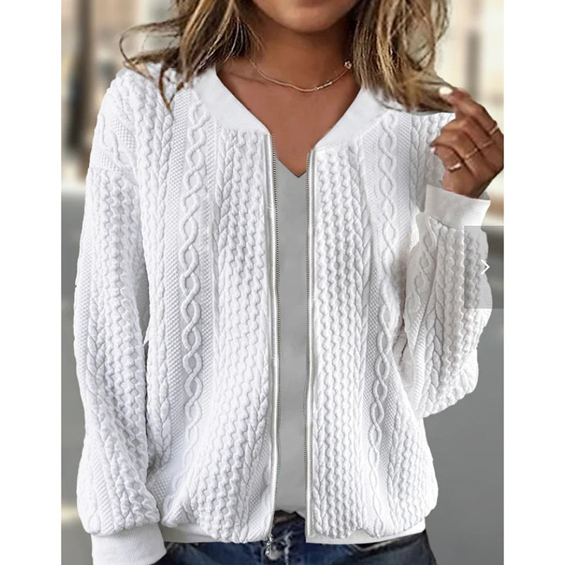 Bomber Jackets For Women Cute Jacquard Coats Lightweight Zip Up Jackets CJ US