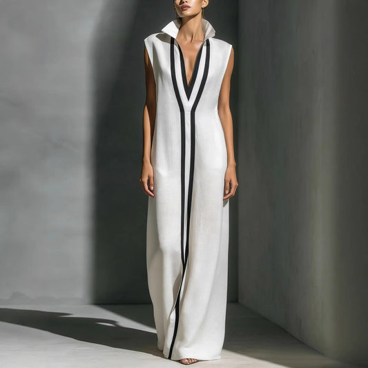 V-neck contrasting dress