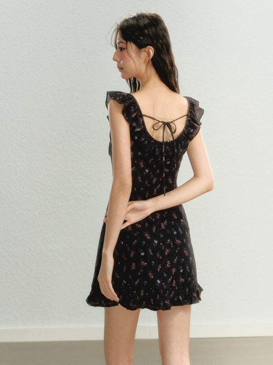 Women’s Sleeveless Floral Suspender Skirt CJ
