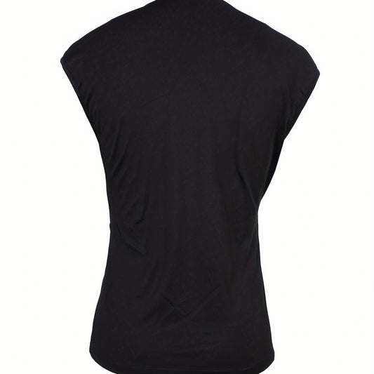 Women's Sleeveless Collar With Unique Design T-shirt Top CJ US